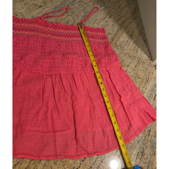 Lane Bryant Smocked Pink Classic Square Neck Embroidered Tank Top - Size 18 - Picture 4 of 12